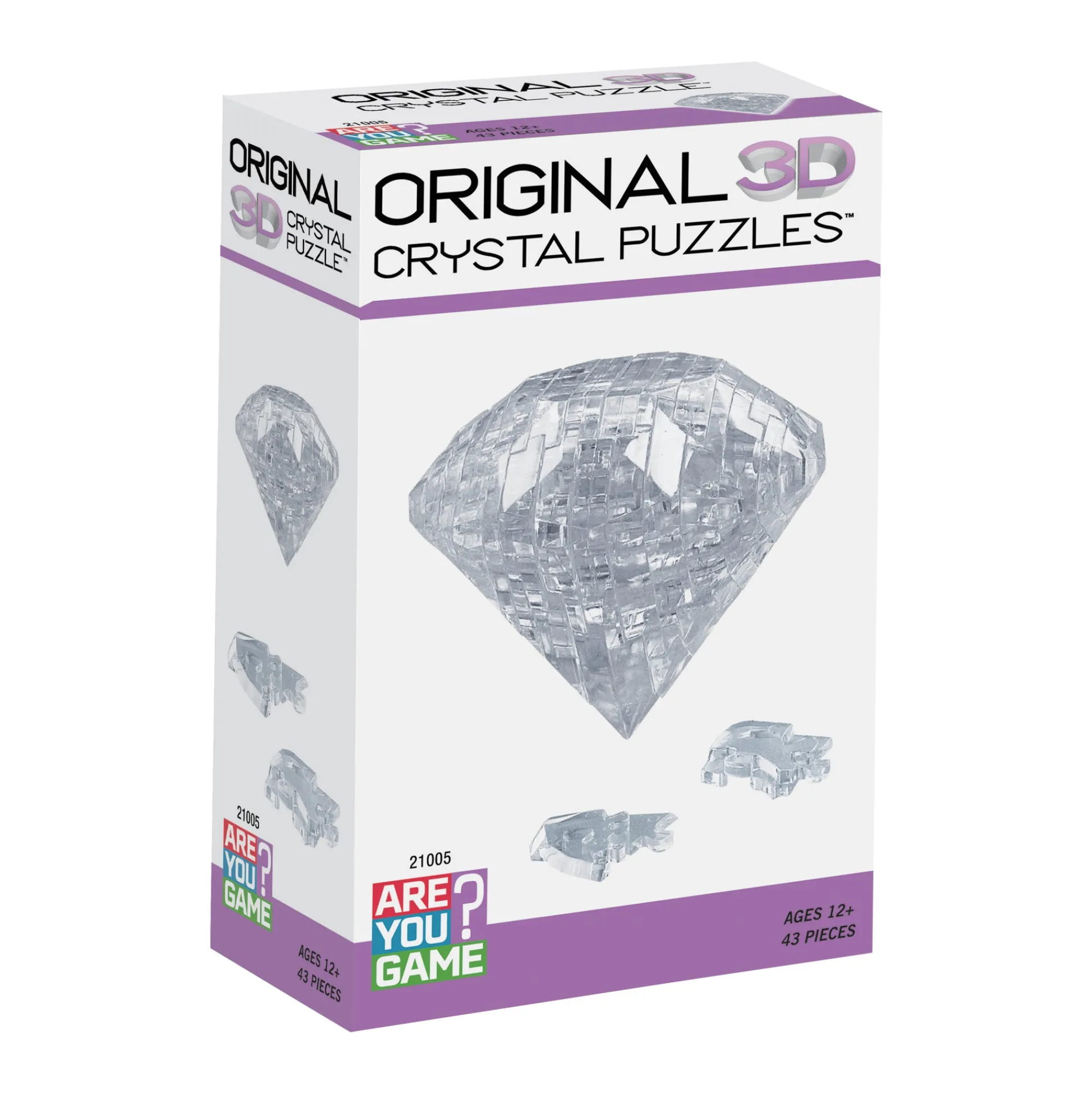 AreYouGame Sparkling Gem 3D Crystal Diamond Puzzle - Clear, 43 Pieces* Puzzles