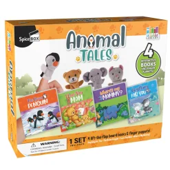 Flat River Group SpiceBox First Library Animal Tales 4-Book Set with Finger Puppets*Kids Kids Books|Boxed Book Sets