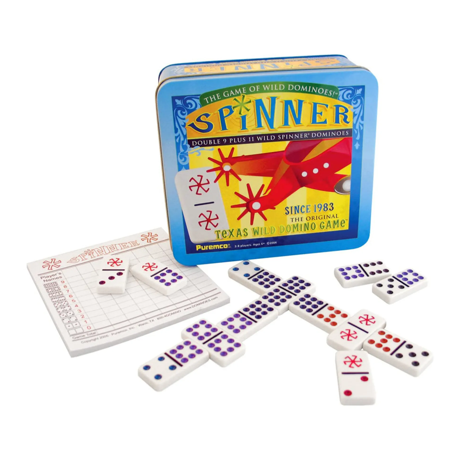AreYouGame Spinner Dominoes Game by Puremco with Color-Coded Tiles* Dominoes & Tiles Games