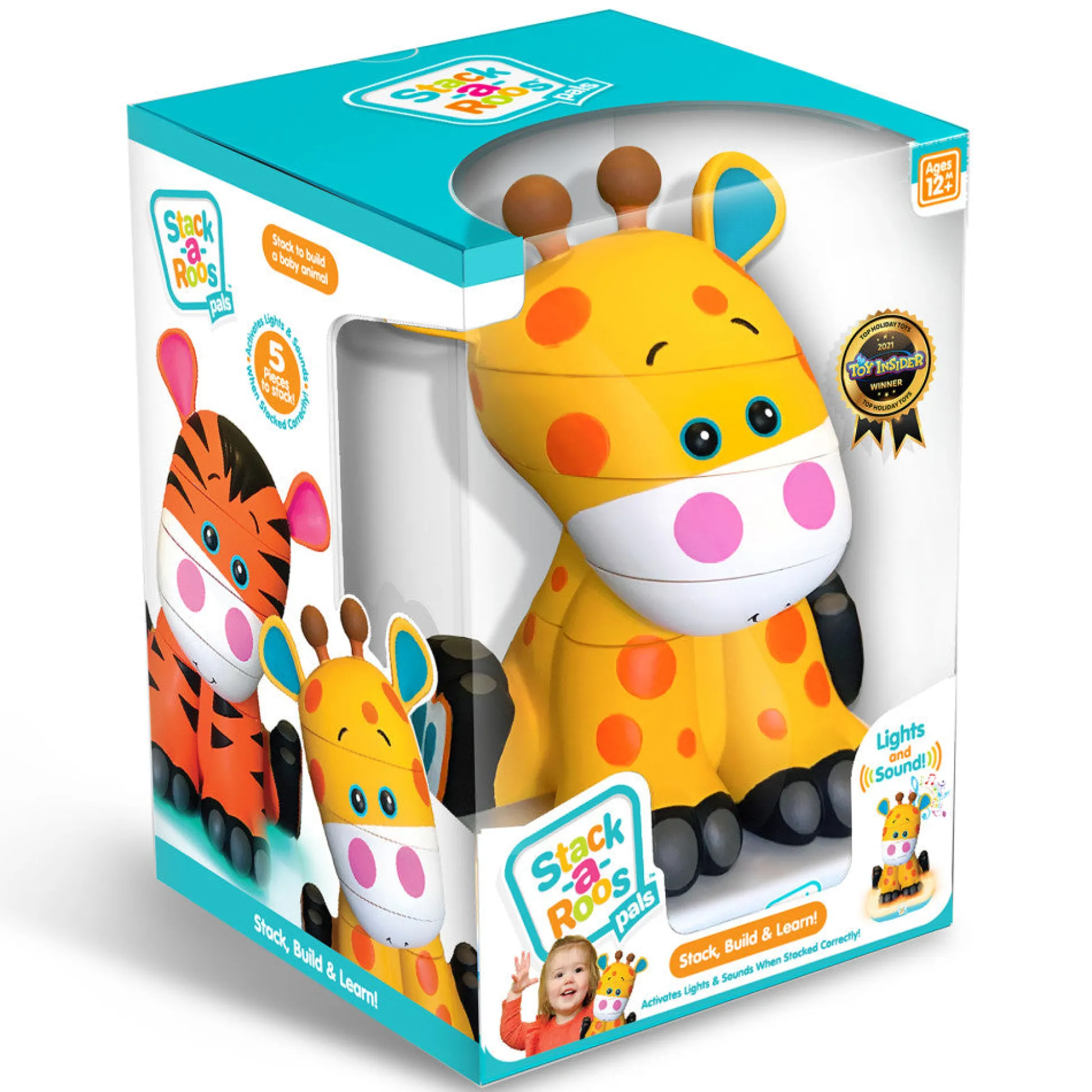 Flat River Group Stack-a-Roos Pals: Baby Giraffe - Interactive Stacking Toy with Lights and Sounds* Blocks, Sorting & Stacking Toys