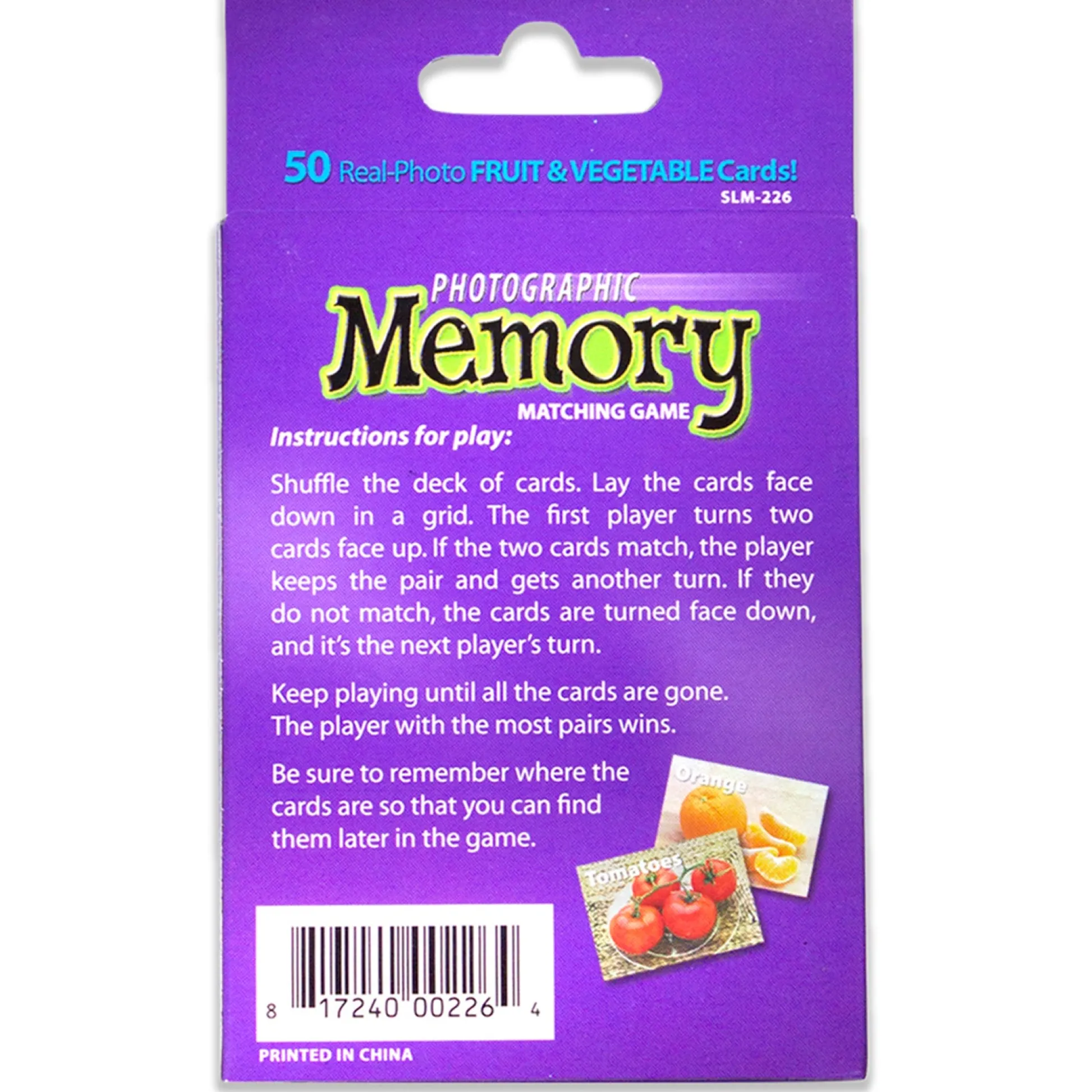 Educators Resource Stages Learning Materials - Photographic Memory Matching Game - Fruit & Vegetables - Pack of 3* Card Games