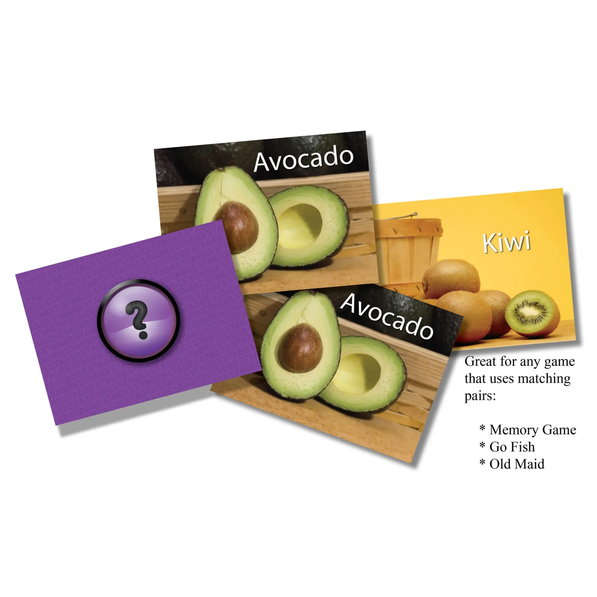 Educators Resource Stages Learning Materials - Photographic Memory Matching Game - Fruit & Vegetables - Pack of 3* Card Games