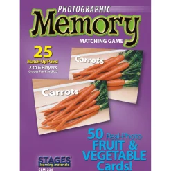 Educators Resource Stages Learning Materials - Photographic Memory Matching Game - Fruit & Vegetables - Pack of 3* Card Games