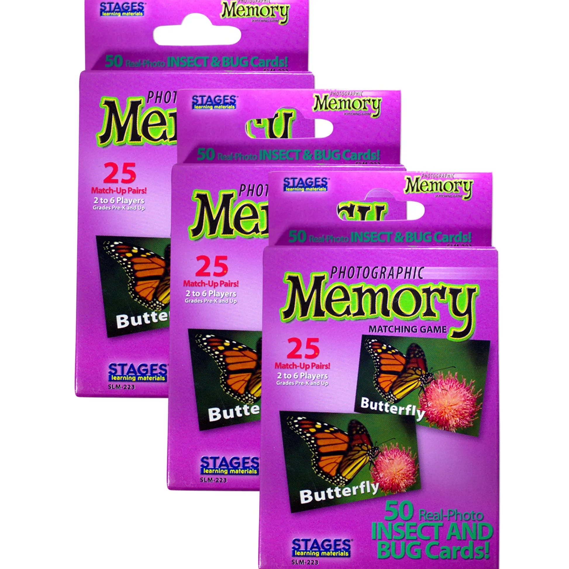 Educators Resource Stages Learning Materials - Memory Matching Game - Insects & Bugs - 3 Pack* Toddler & Preschool Games & Puzzles