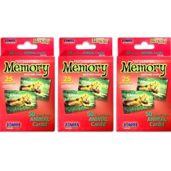 Educators Resource Stages Learning Materials - Animal Photographic Memory Matching Game - Pack of 3* Card Games