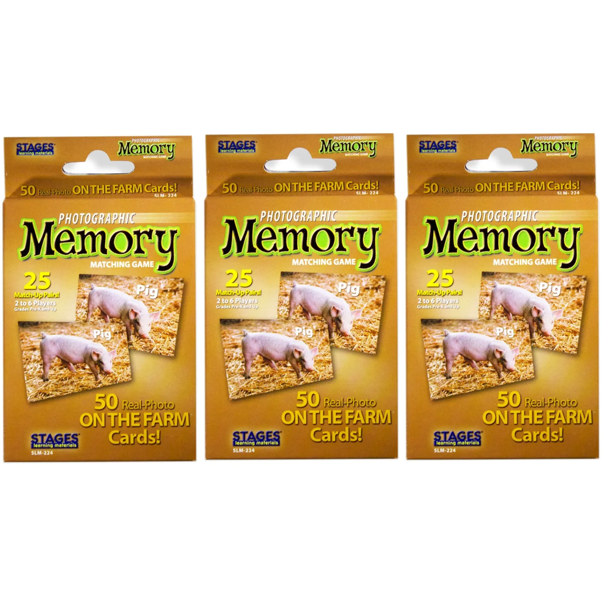 Educators Resource Stages Learning On the Farm Photographic Memory Matching Game - 3-Pack* Card Games