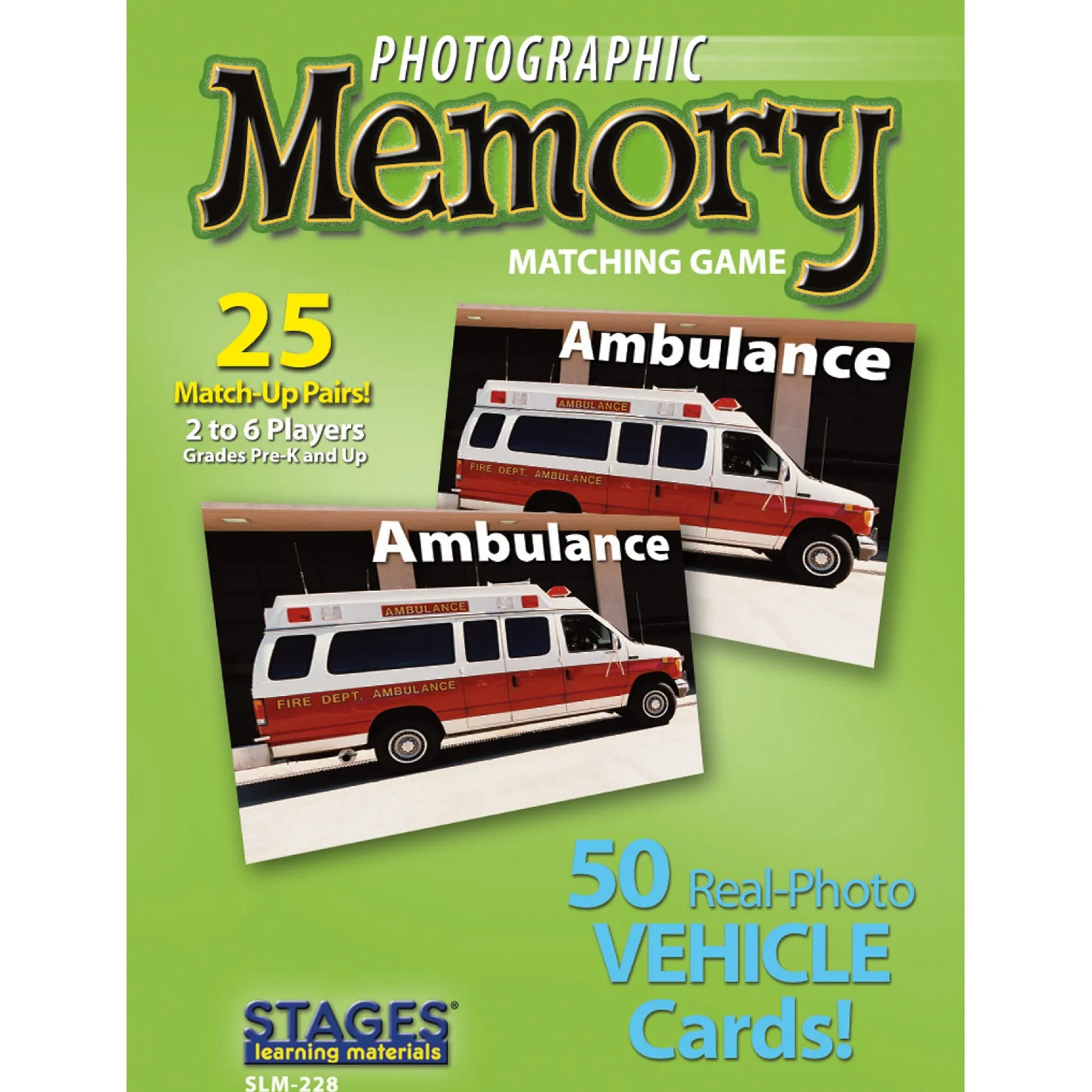 Educators Resource Stages Learning Photographic Memory Match Game - Vehicles Edition - 3 Pack* Card Games