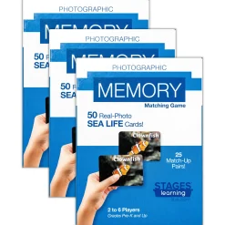 Educators Resource Stages Learning Sea Life Memory Matching Game - Photographic Card Set, Pack of 3* Card Games