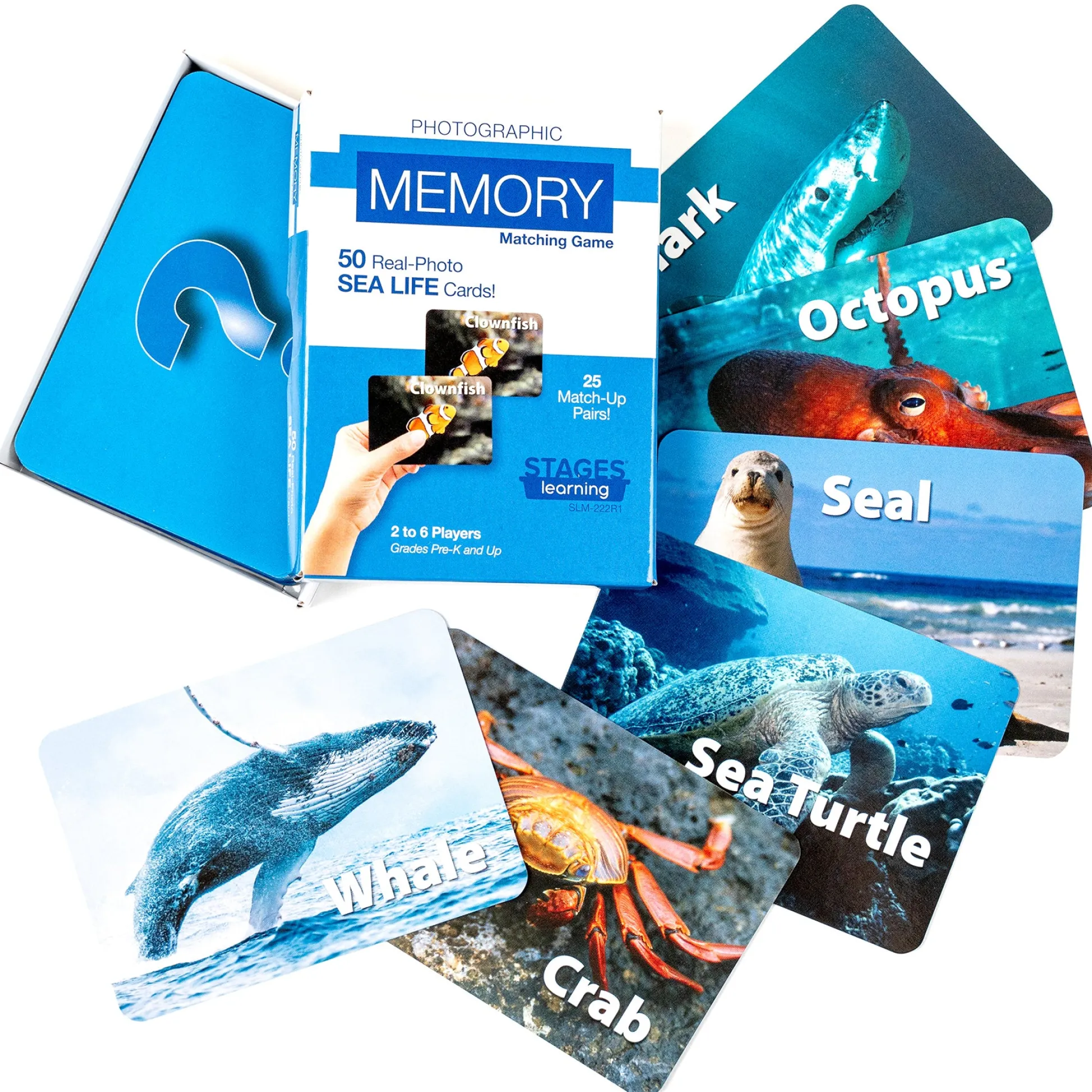 Educators Resource Stages Learning Sea Life Memory Matching Game - Photographic Card Set, Pack of 3* Card Games