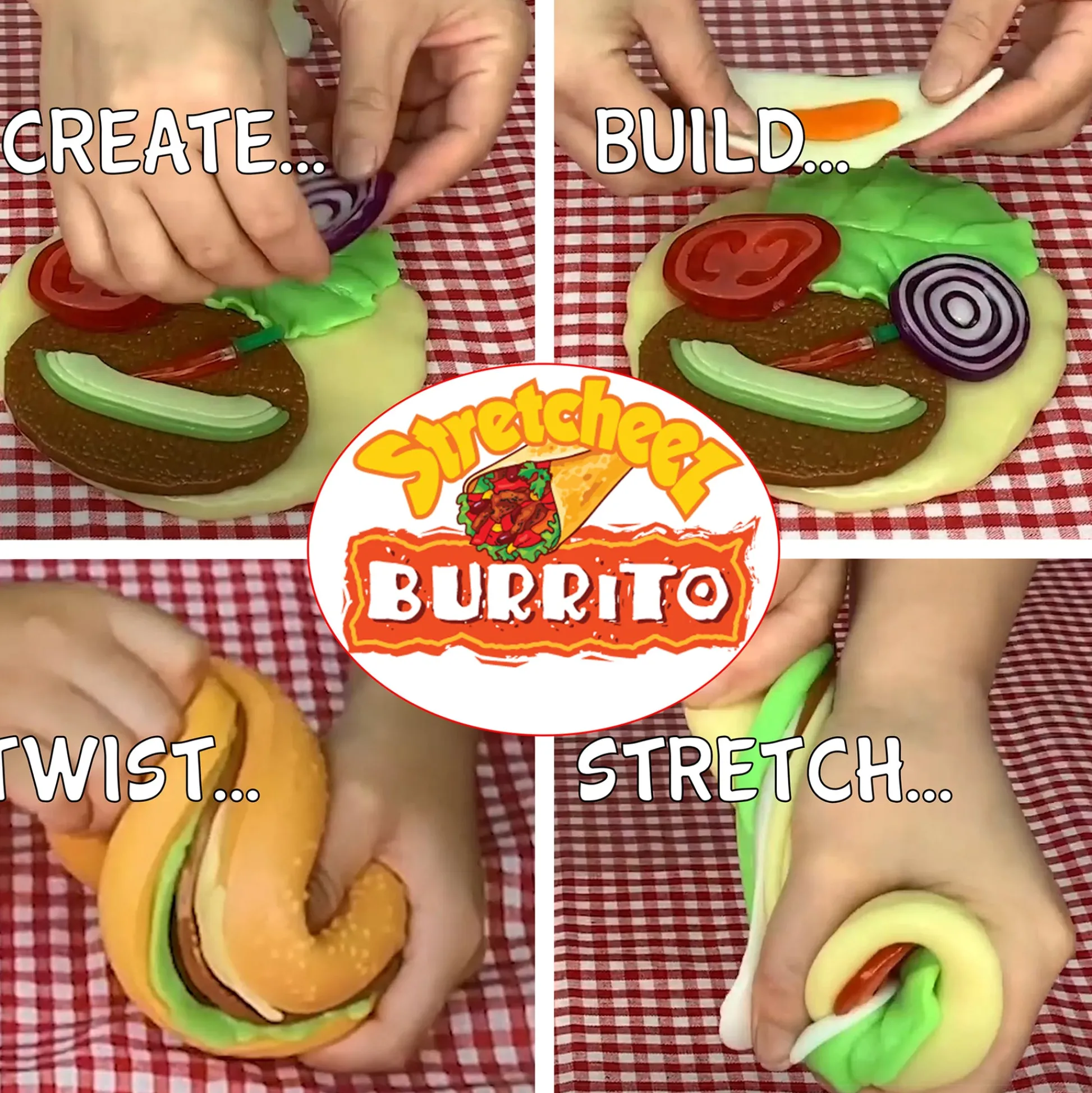 Flat River Group Stretcheez Burrito - Surprise Toppings Stretchy Toy Food Set, Roleplay Age 3+* Kitchens & Play Food|Dress Up