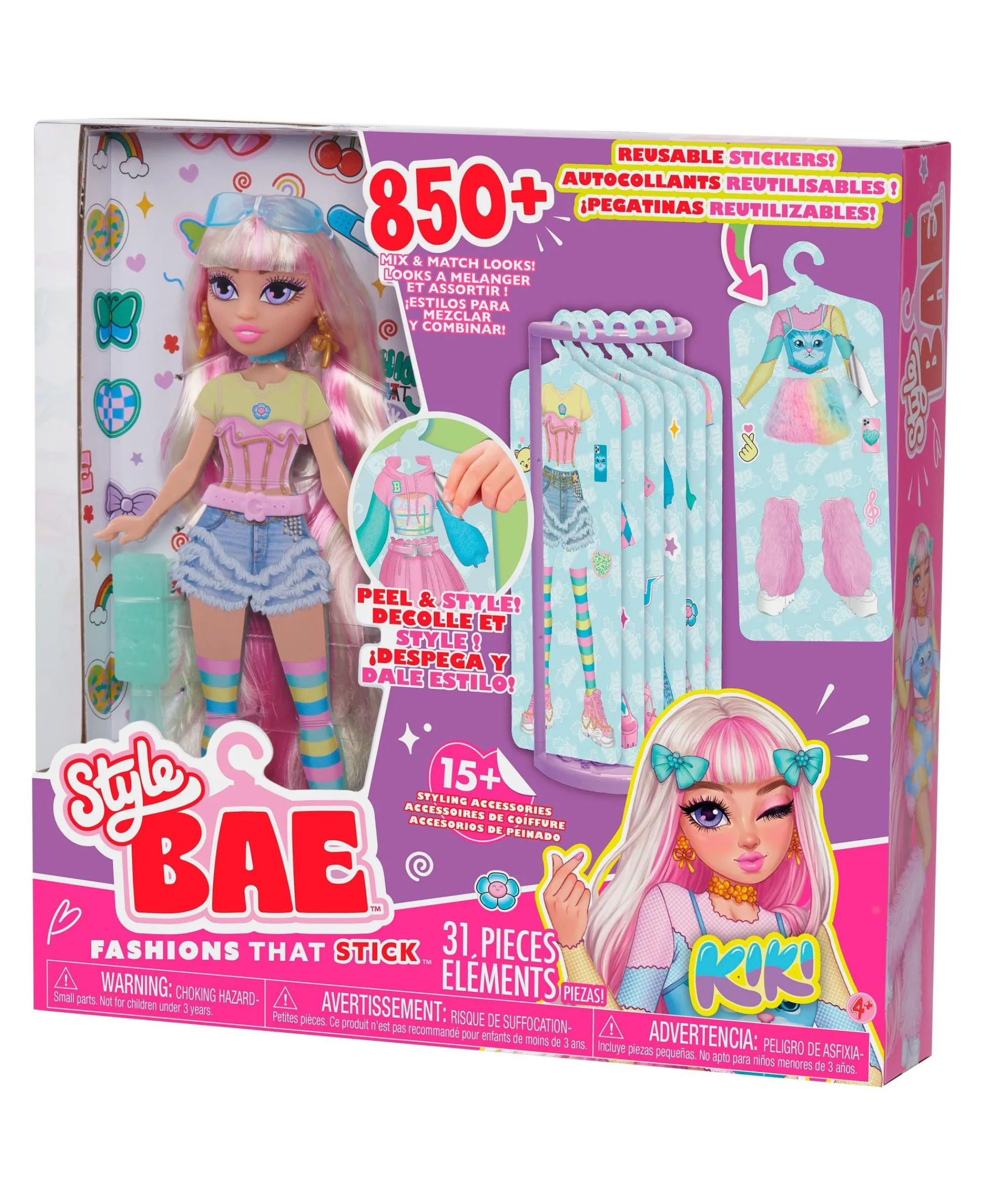 Macy's - Supplier Style Bae Kiki 10" Fashion Doll with Reusable Sticker Outfits and Accessories* Fashion Dolls|Stuffed Animals & Plush Toys