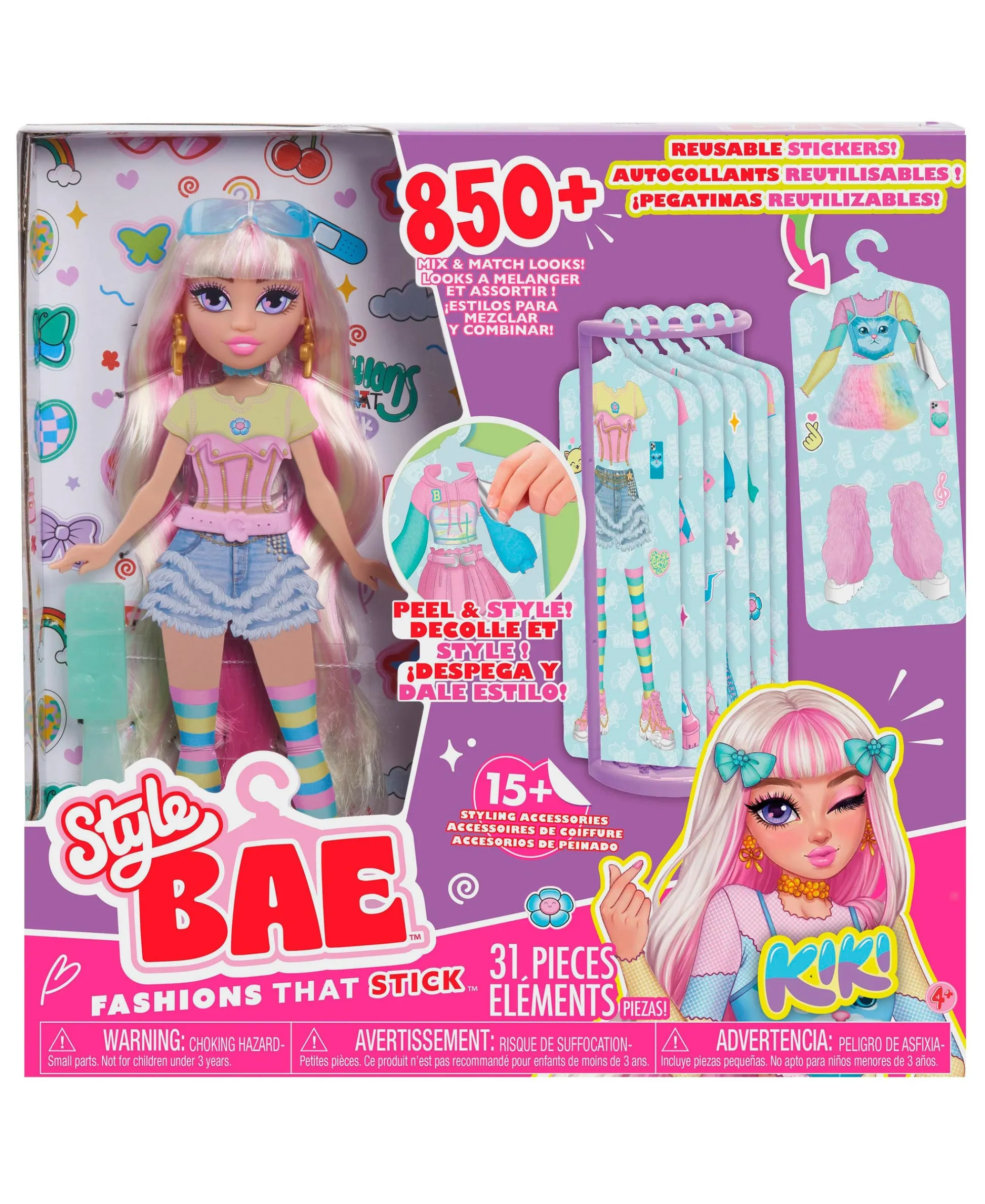Macy's - Supplier Style Bae Kiki 10" Fashion Doll with Reusable Sticker Outfits and Accessories* Fashion Dolls|Stuffed Animals & Plush Toys
