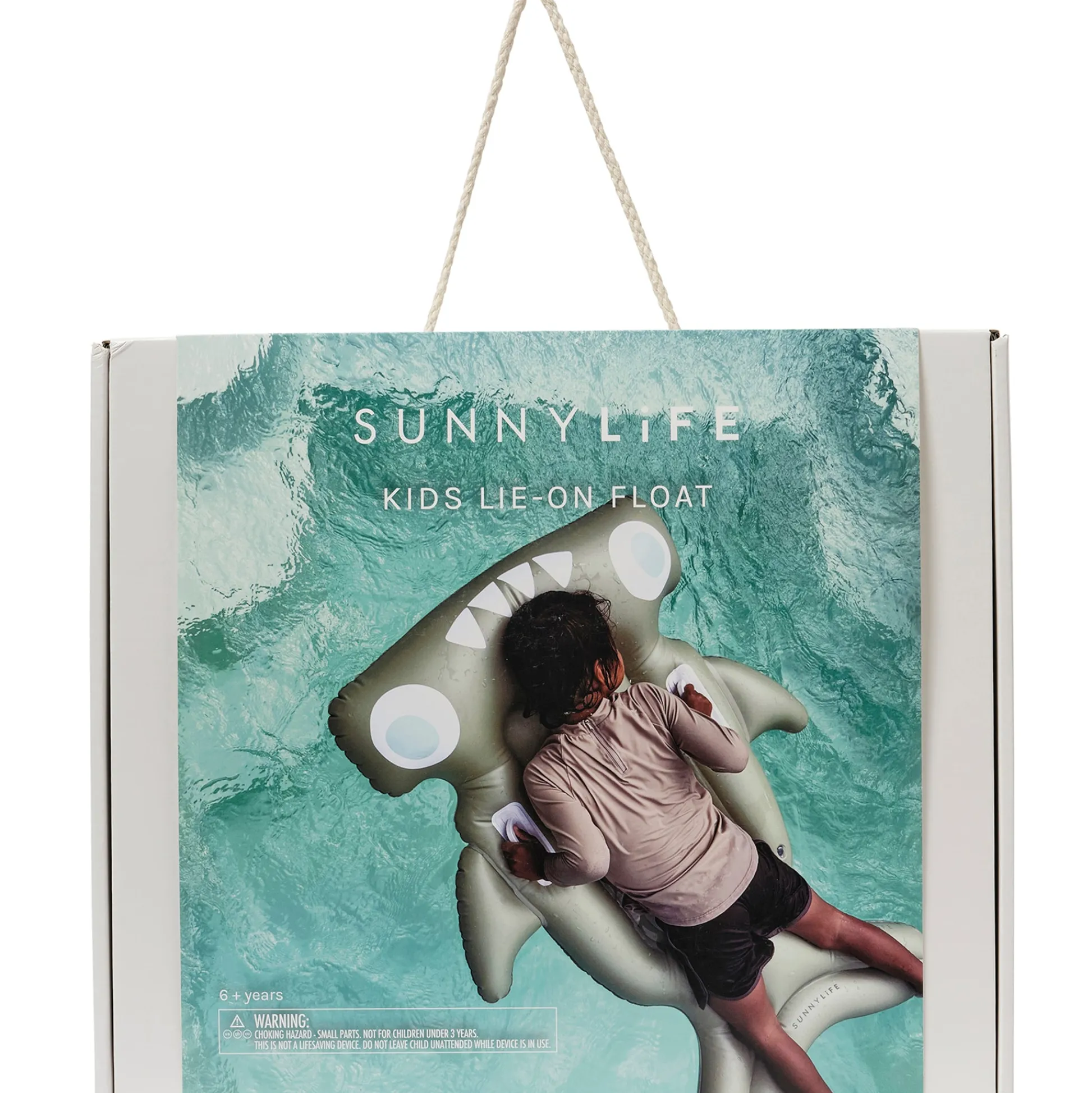 Flat River Group Sunnylife Kids Lie-On Float - Salty The Shark Khaki Inflatable Pool Ride-On* Swimming Pools & Water Toys