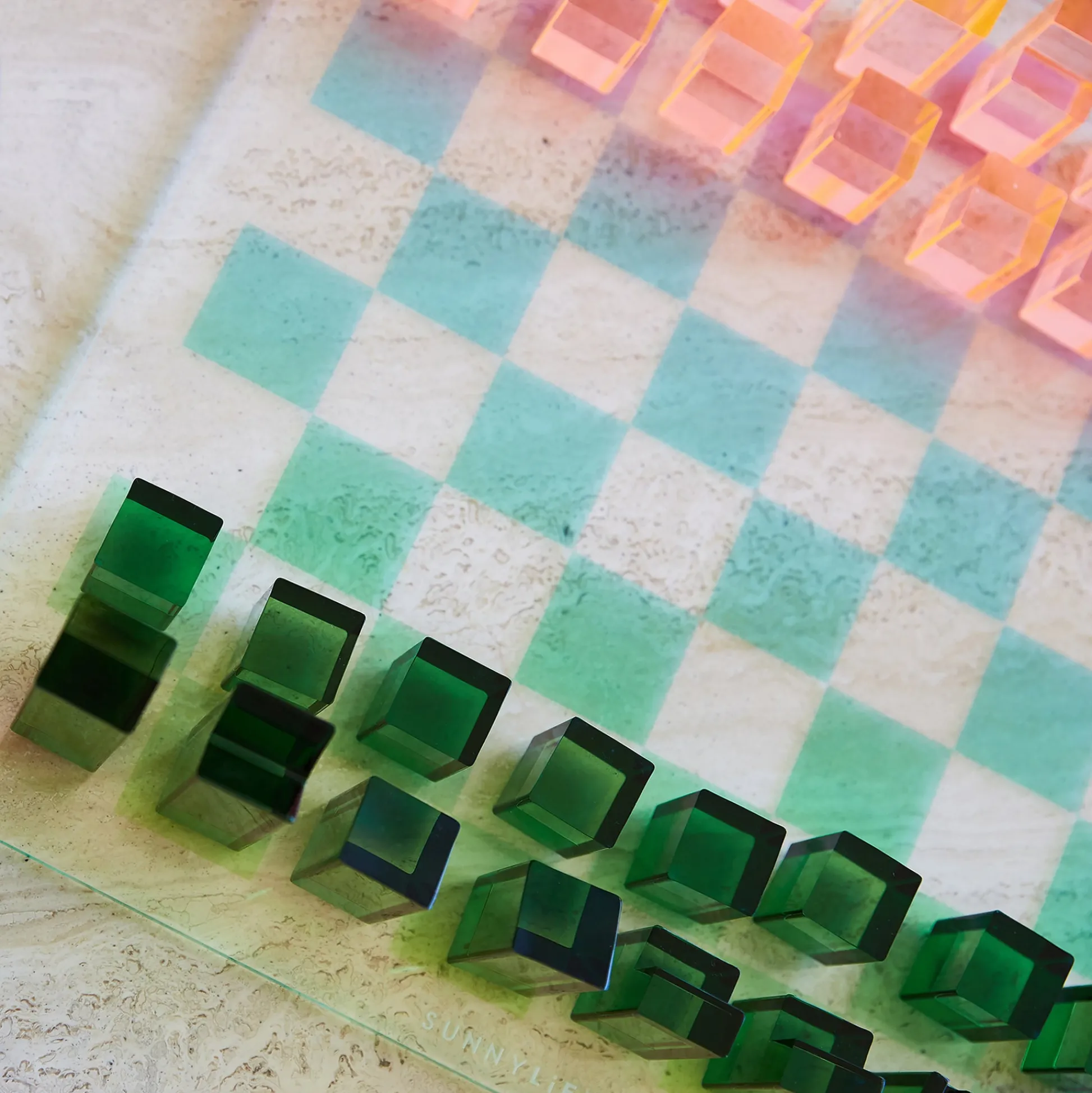 Flat River Group Sunnylife Lucite Ombre Sherbert Chess & Checkers Set* Role-Playing Games|Board Games