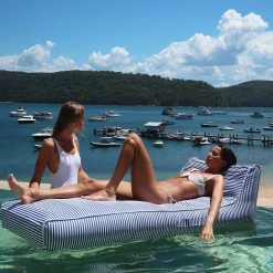 Flat River Group Sunnylife Luxe Lie-On Lounger - Le Weekend Navy - Inflatable Pool Float with Removable Cover* Swimming Pools & Water Toys