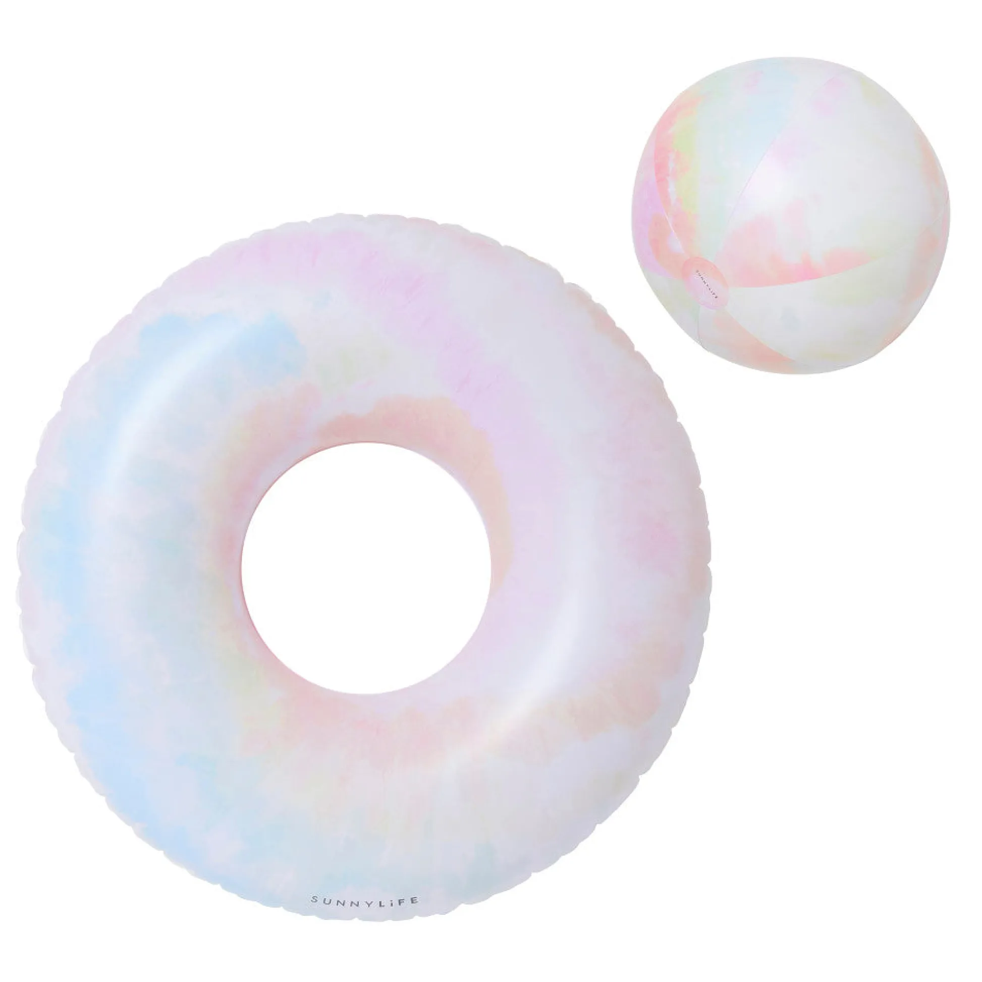 Flat River Group Sunnylife Tie Dye Tube Pool Ring and Beach Ball Set - Inflatable Fun* Swimming Pools & Water Toys