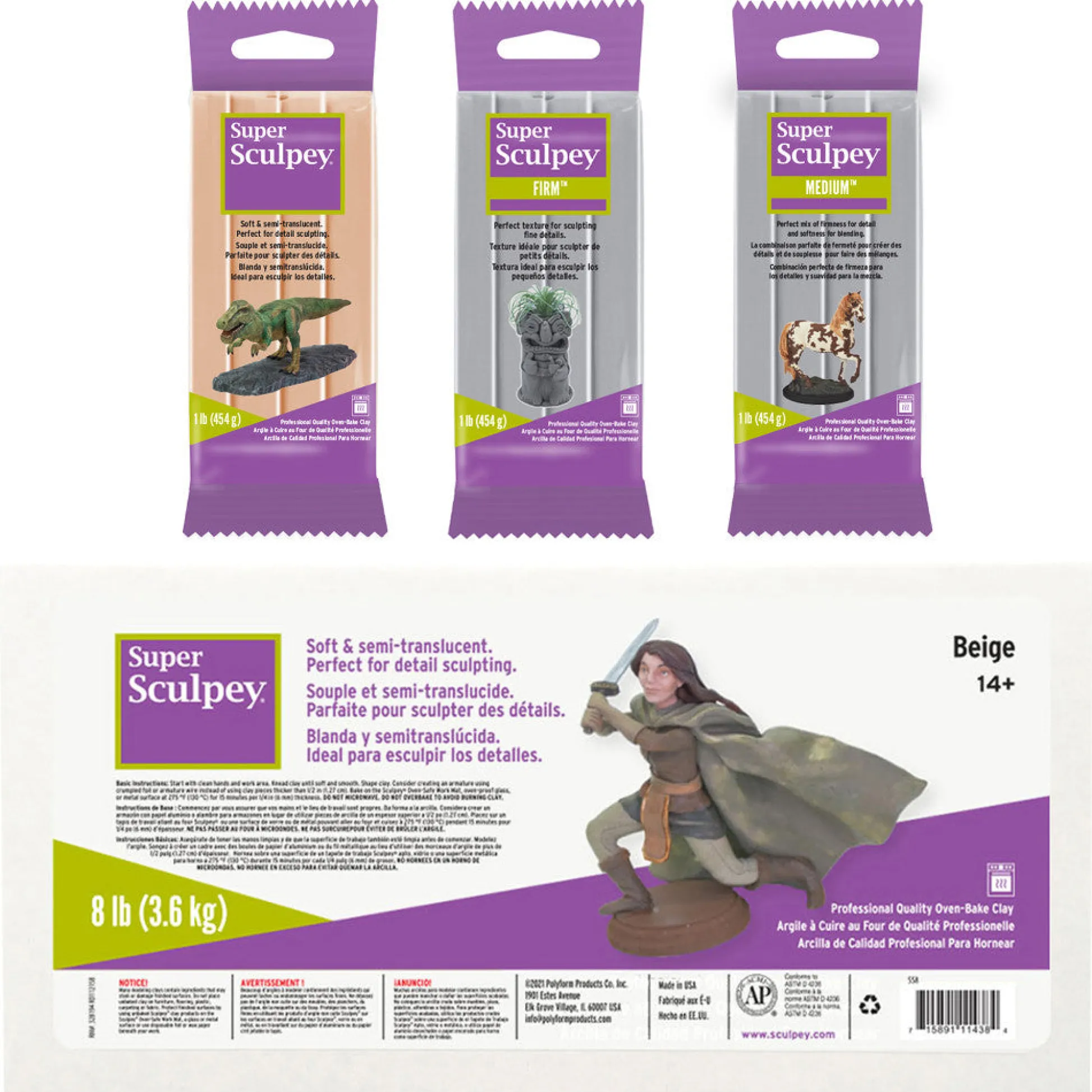 Flat River Group Super Sculpey Polymer Clay - Beige 8 lb Pack, Oven Bake Clay* Clay, Dough & Sand Art