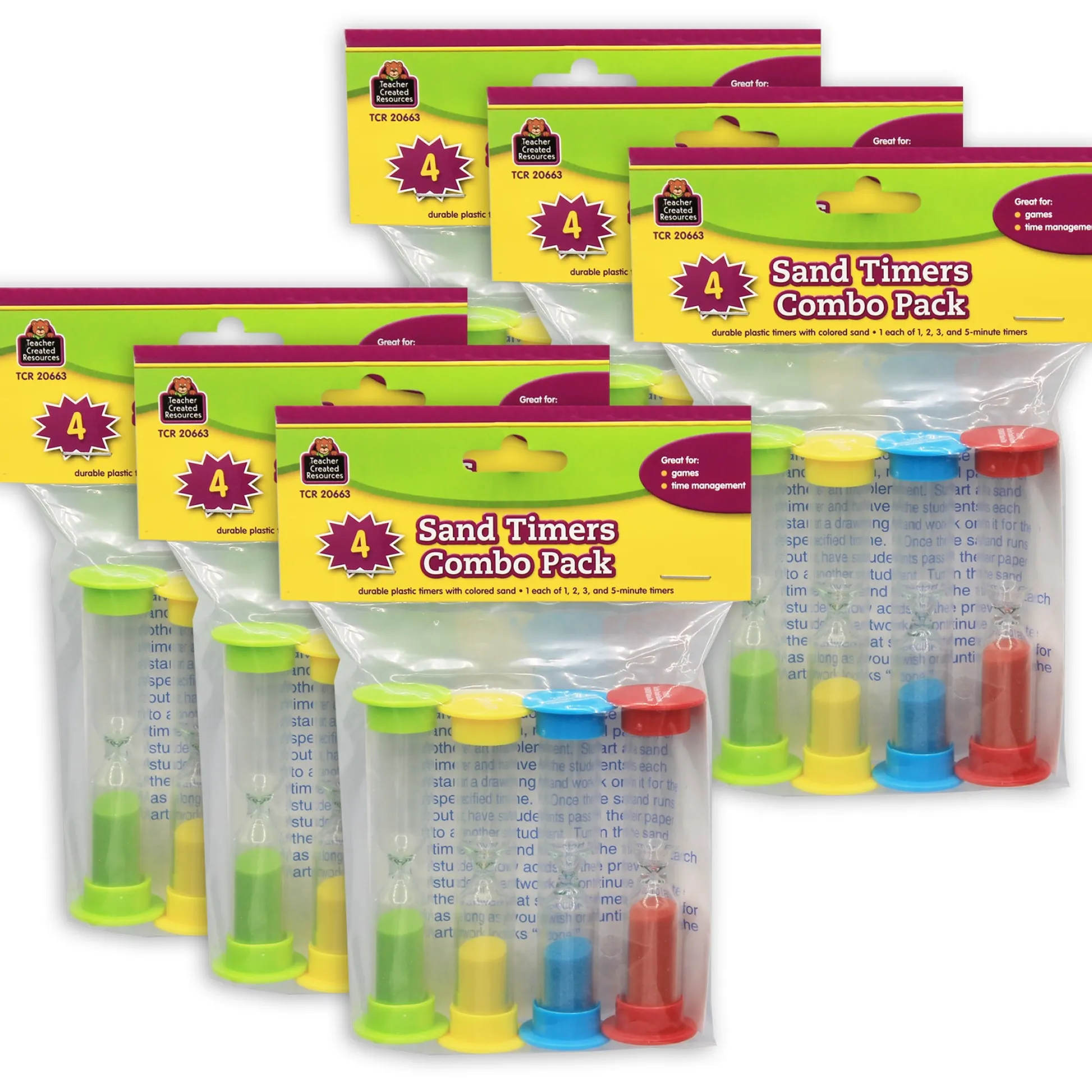 Educators Resource Teacher Created Resources Colorful Sand Timers Set - 24-Pack* Clay, Dough & Sand Art