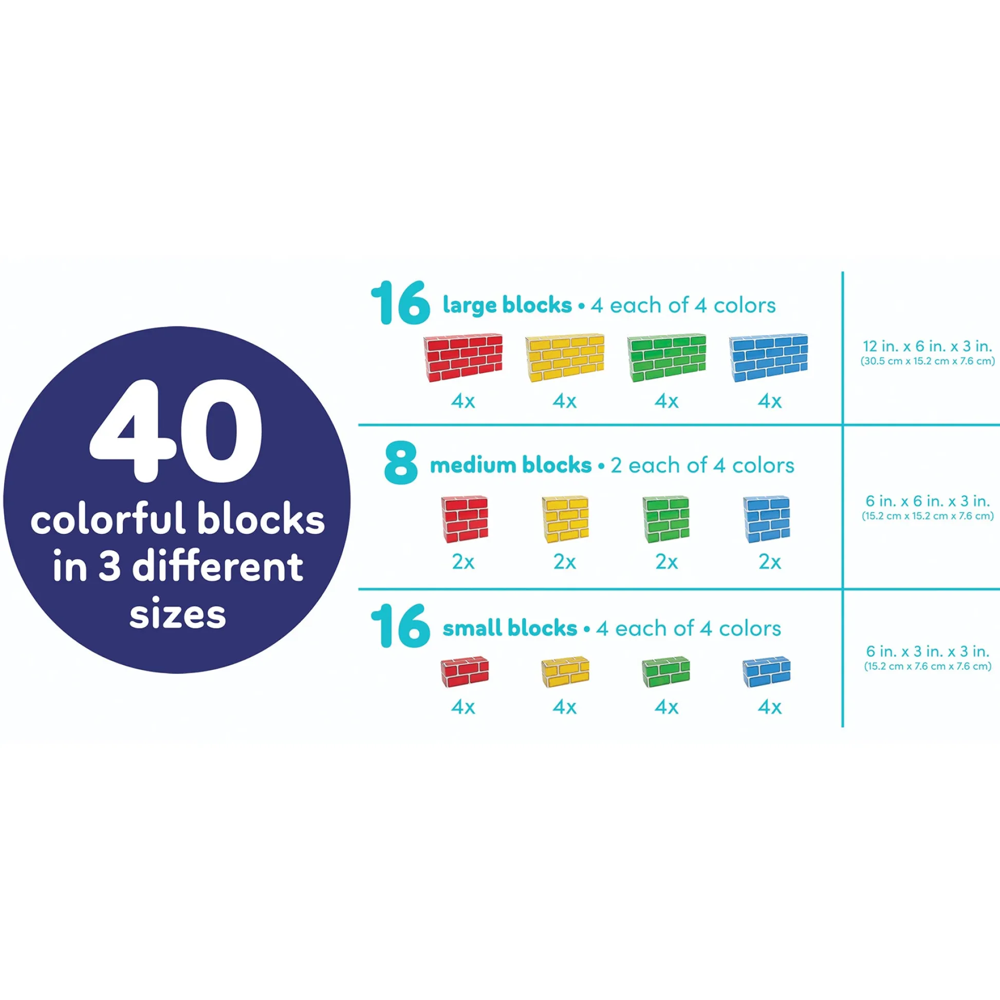 Educators Resource Teacher Created Resources Vibrant Easy-Stack Cardboard Blocks - 40 Piece Set* Wood & Jumbo Blocks