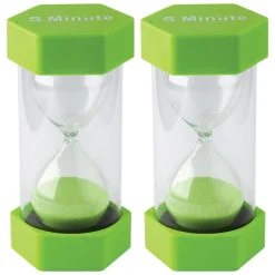 Educators Resource Teacher Created Resources 5-Minute Sand Timer - Large, Lime Green Sand, Pack of 2* Math Toys|Math, Counting & Time