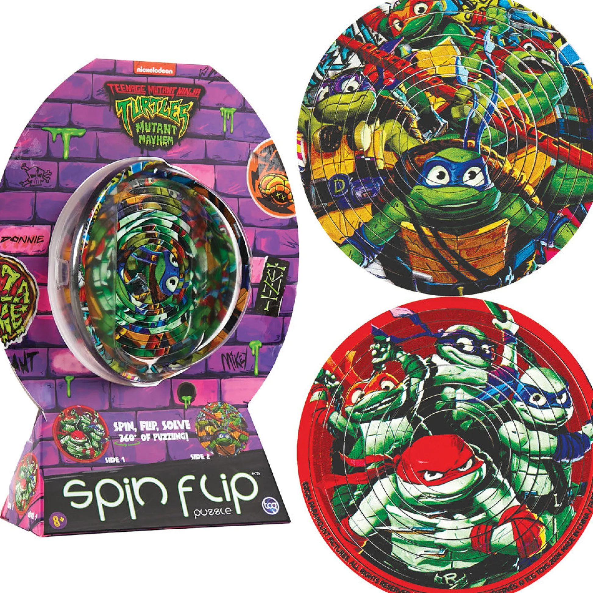 Flat River Group Teenage Mutant Ninja Turtles Spin Flip Puzzle - 12 Rings - Double-Sided* Puzzles