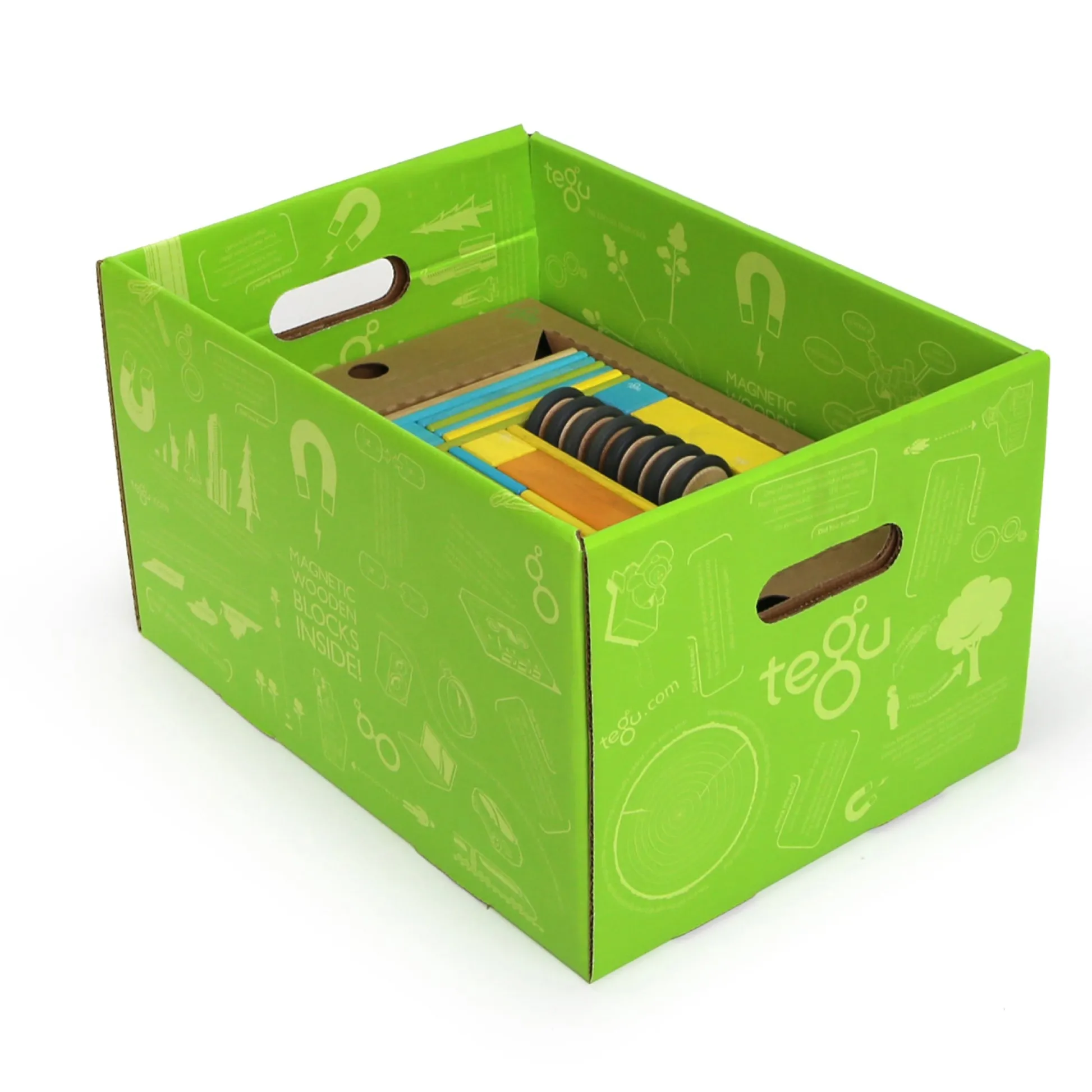 Educators Resource Tegu Magnetic Wooden Blocks, 90-Piece Classroom Kit, Tints* Magnetic Tiles & Building Sets