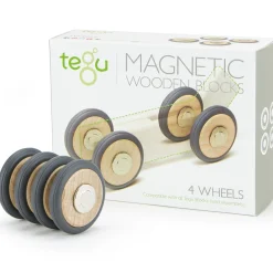 Educators Resource Tegu Magnetic Wooden Blocks, Wheels Accessory Set, 4-Pack* Magnetic Tiles & Building Sets