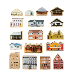 Educators Resource The Freckled Frog Global Homes Adventure Wooden Blocks - Set of 17 - Ages 1+* Wood & Jumbo Blocks|Social & Emotional Skills