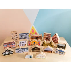 Educators Resource The Freckled Frog Global Homes Adventure Wooden Blocks - Set of 17 - Ages 1+* Wood & Jumbo Blocks|Social & Emotional Skills