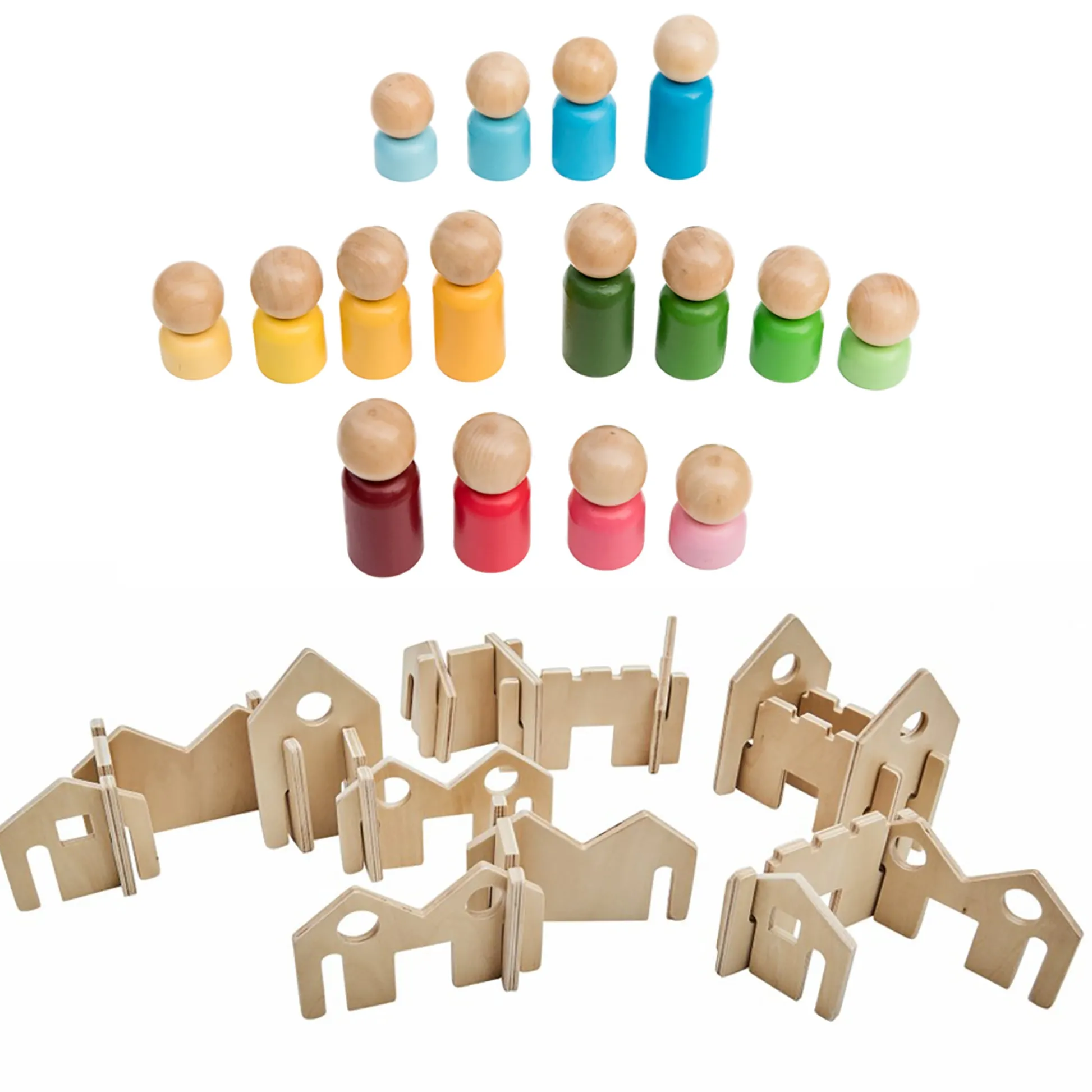 Educators Resource The Freckled Frog Rainbow Families & Architect Wooden Blocks Playset* Preschool Building Sets & Blocks|Preschool Education Toys & Activities