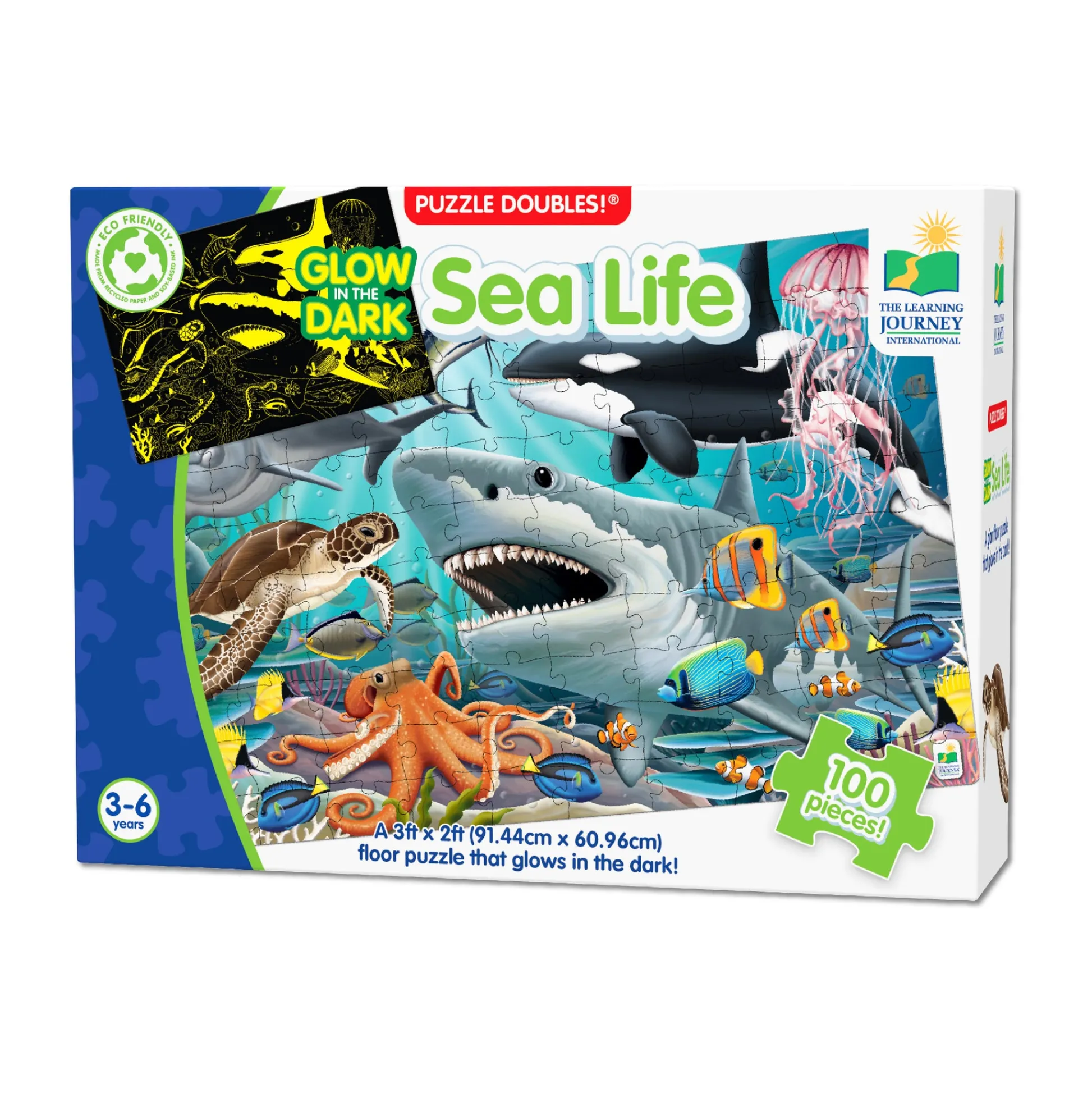 AreYouGame The Learning Journey Glow in the Dark Sea Life Floor Puzzle - 100 pc* Puzzles|Social & Emotional Skills