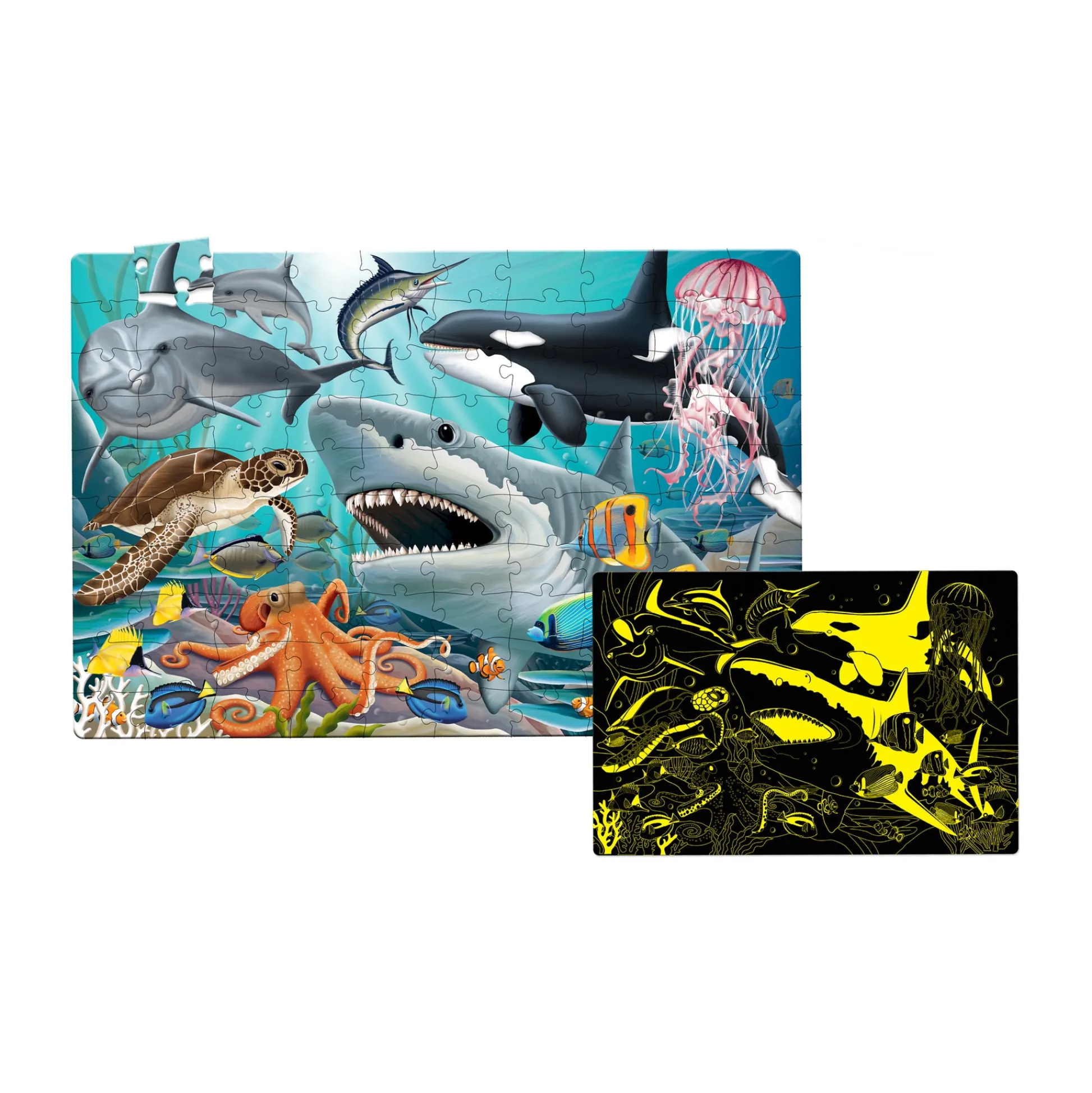 AreYouGame The Learning Journey Glow in the Dark Sea Life Floor Puzzle - 100 pc* Puzzles|Social & Emotional Skills