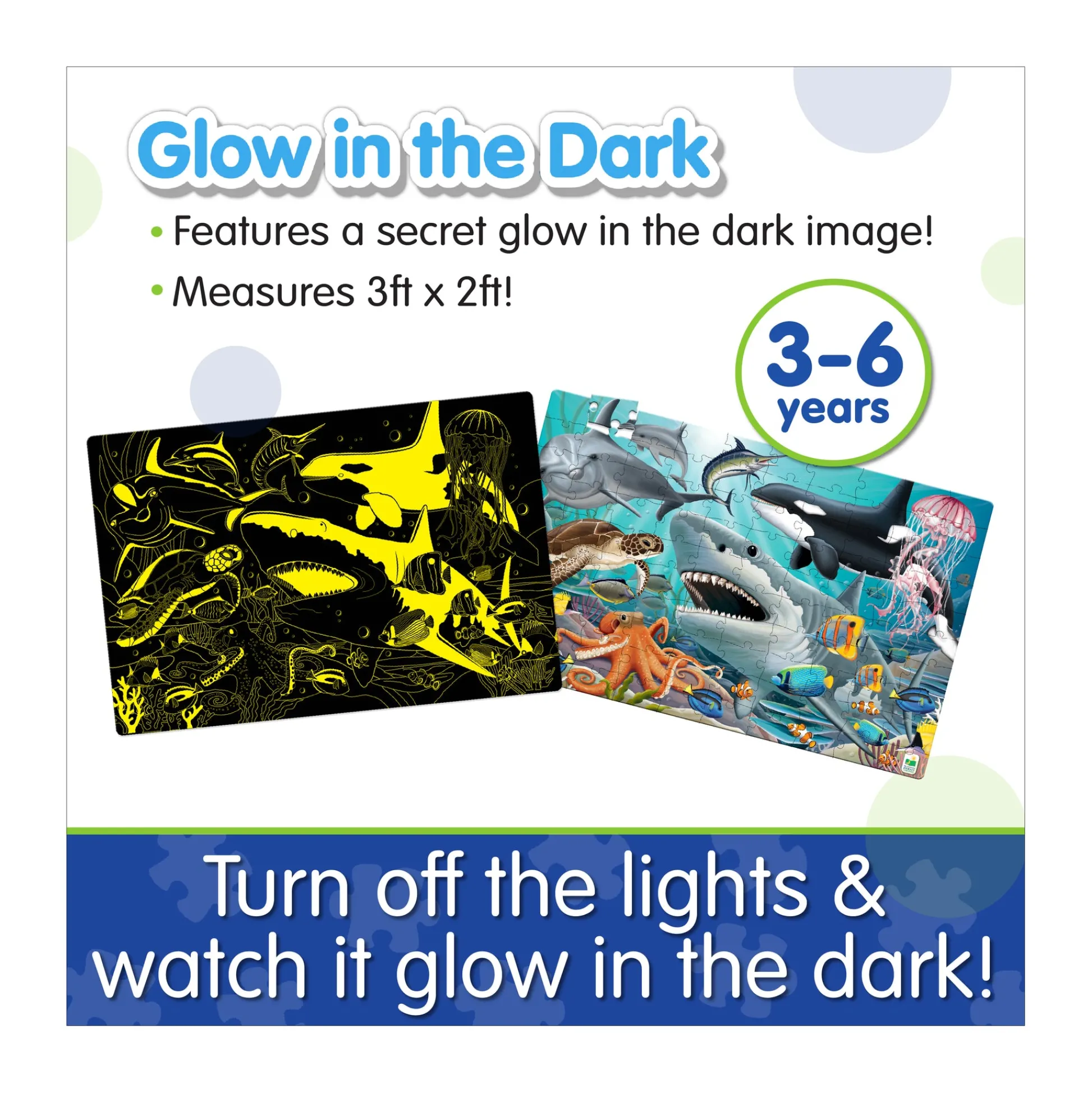 AreYouGame The Learning Journey Glow in the Dark Sea Life Floor Puzzle - 100 pc* Puzzles|Social & Emotional Skills