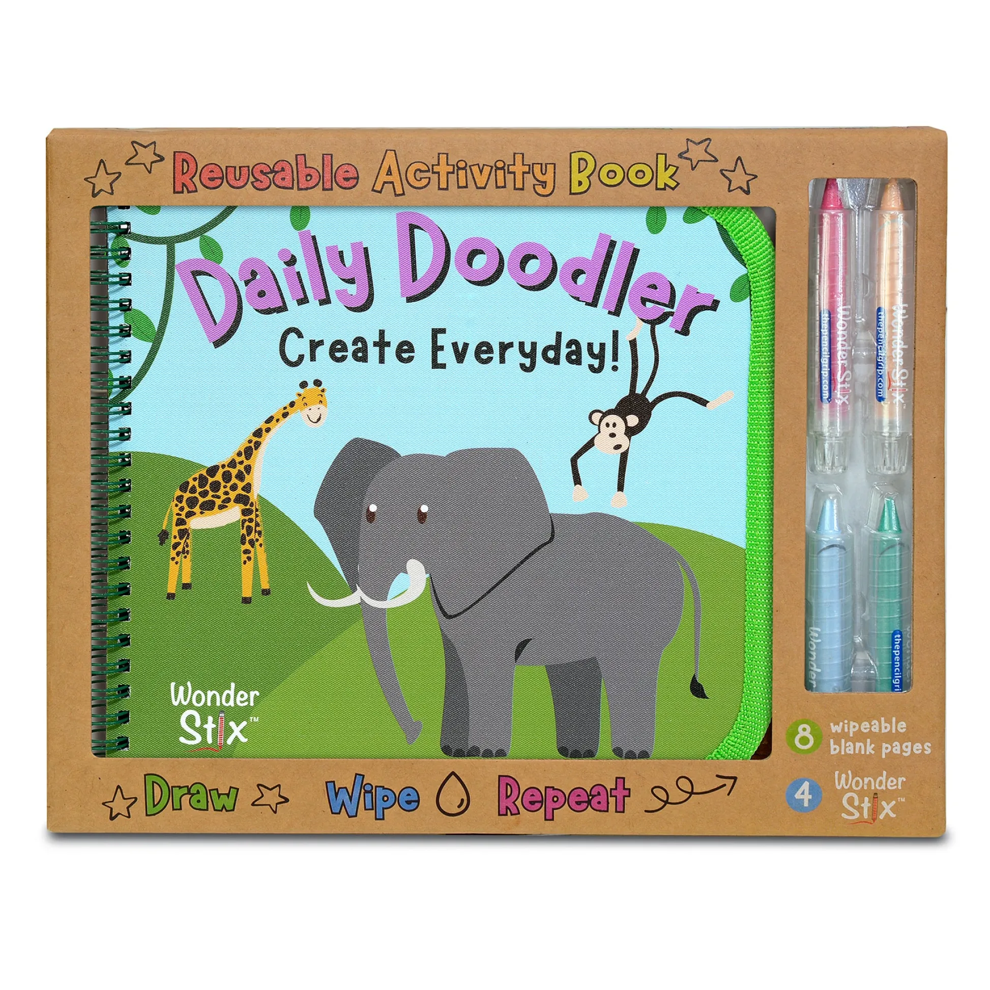 Educators Resource The Pencil Grip Wild Animals Daily Doodler Activity Book with Wonder Stix*Kids Kids Books|Coloring Books & Activity Books