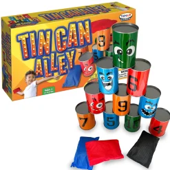 Flat River Group Thin Air Games Tin Can Alley Bean Bag Toss - Carnival Game Set with 10 Emoji Cans and 3 Bags* Family & Entertainments Games