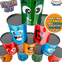 Flat River Group Thin Air Games Tin Can Alley Bean Bag Toss - Carnival Game Set with 10 Emoji Cans and 3 Bags* Family & Entertainments Games