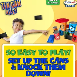Flat River Group Thin Air Games Tin Can Alley Bean Bag Toss - Carnival Game Set with 10 Emoji Cans and 3 Bags* Family & Entertainments Games