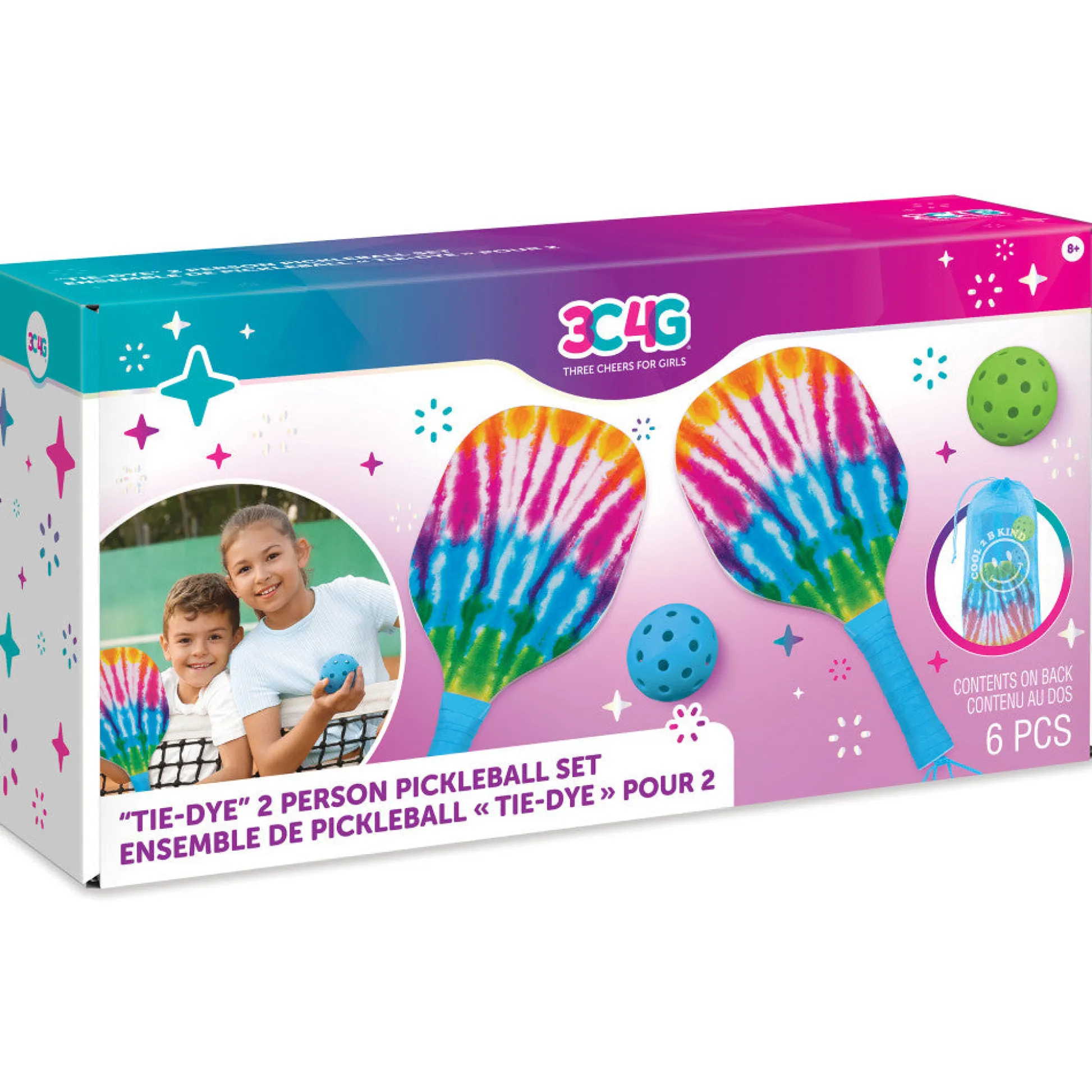 Flat River Group Three Cheers For Girls Vibrant Tie Dye Pickleball Set for Two* Toy Sports