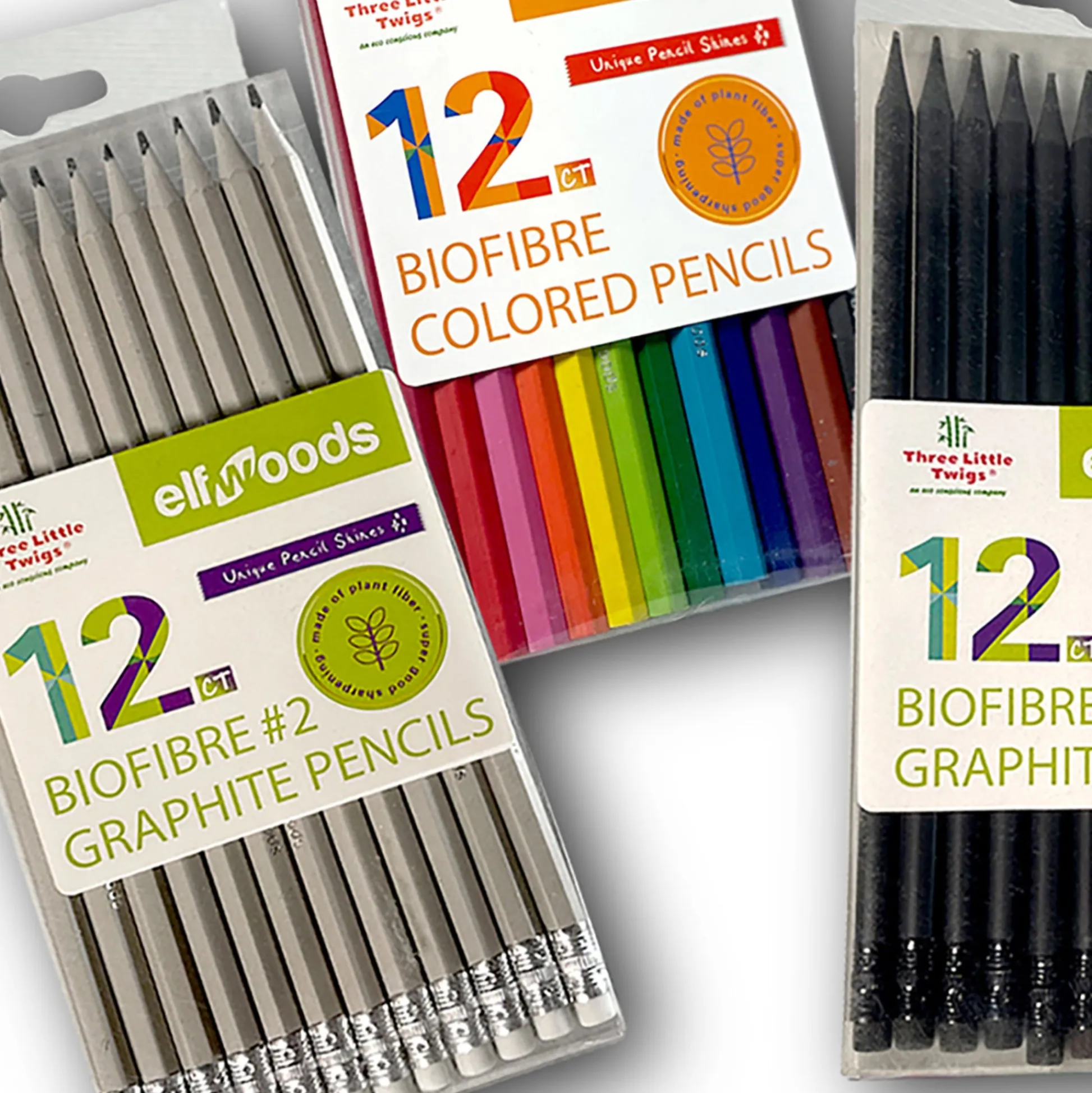 Flat River Group Three Little Twigs: Elfwoods: Biofibre Pencils 3pk Bundle* Drawing, Color & Painting