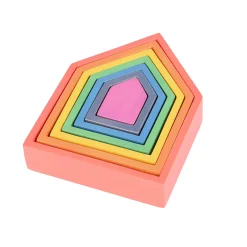 Educators Resource TickiT Rainbow Architect Houses - Colorful Wooden Nesting Play Set of 7* Wood & Jumbo Blocks