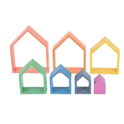 Educators Resource TickiT Rainbow Architect Houses - Colorful Wooden Nesting Play Set of 7* Wood & Jumbo Blocks