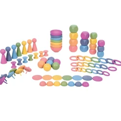Educators Resource TickiT Rainbow Wooden Super Set ‚Äì 84 Pieces in 7 Colors* Wood & Jumbo Blocks