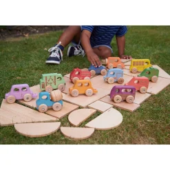 Educators Resource TickiT Rainbow Wooden Vehicles – Colorful Toddler Playset* Preschool Vehicles|Preschool Education Toys & Activities