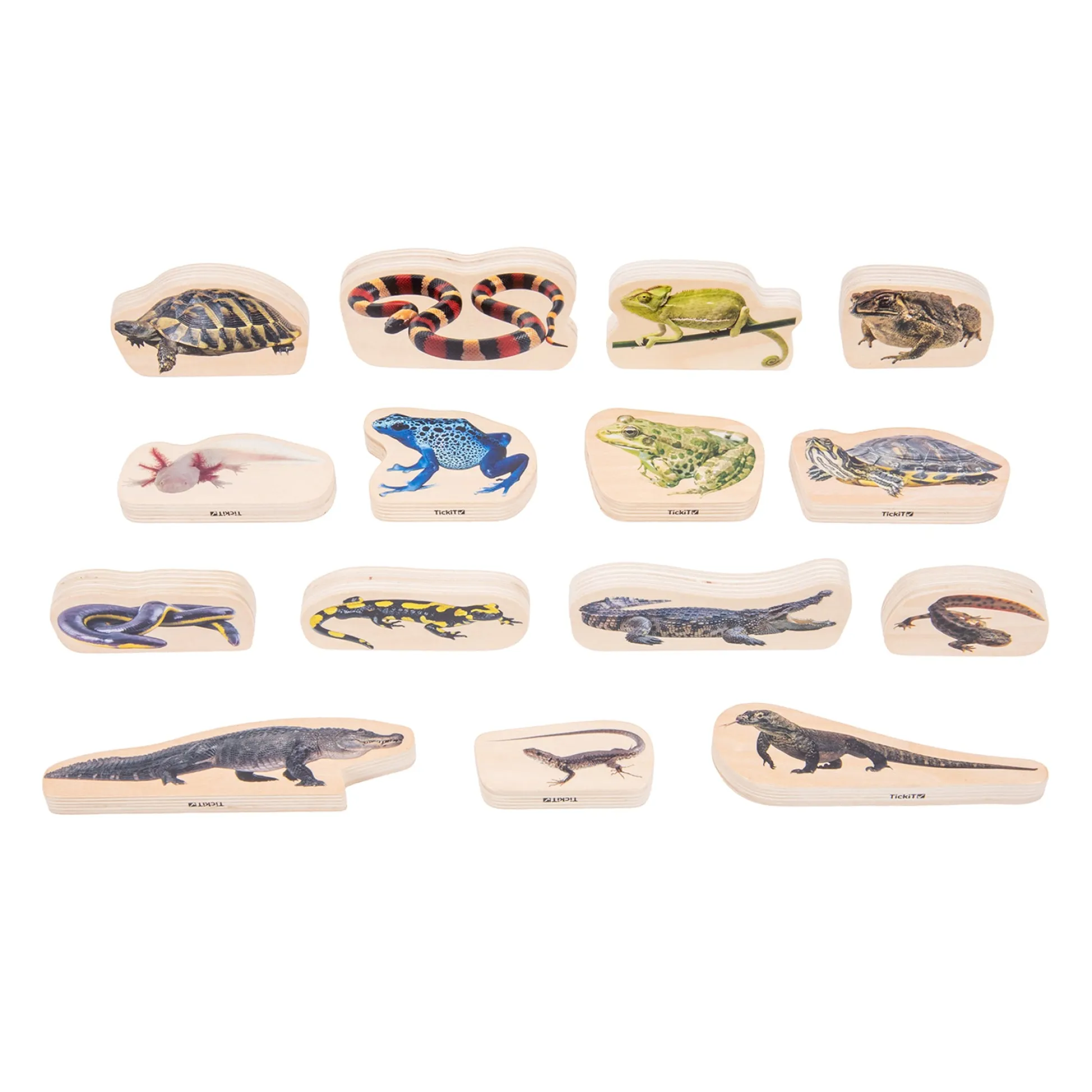 Educators Resource TickiT Wooden Reptile & Amphibian Blocks - 15-Piece Set* Wood & Jumbo Blocks