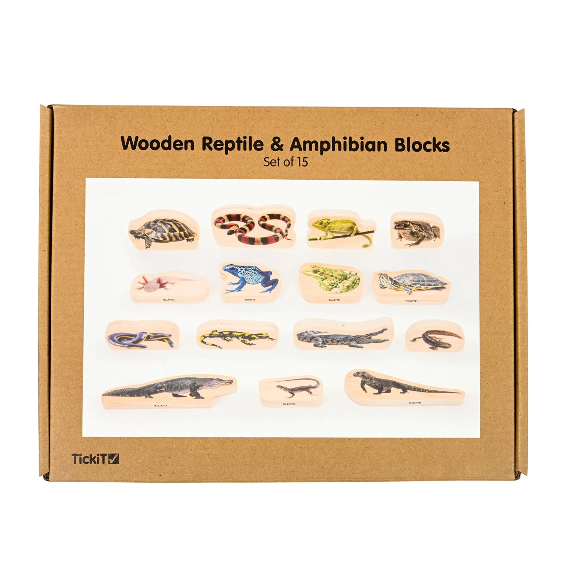 Educators Resource TickiT Wooden Reptile & Amphibian Blocks - 15-Piece Set* Wood & Jumbo Blocks