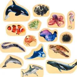 Educators Resource TickiT Wooden Sea Life Blocks - Colorful Marine Exploration Set of 15* Preschool Building Sets & Blocks|Preschool Education Toys & Activities