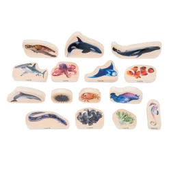 Educators Resource TickiT Wooden Sea Life Blocks - Colorful Marine Exploration Set of 15* Preschool Building Sets & Blocks|Preschool Education Toys & Activities