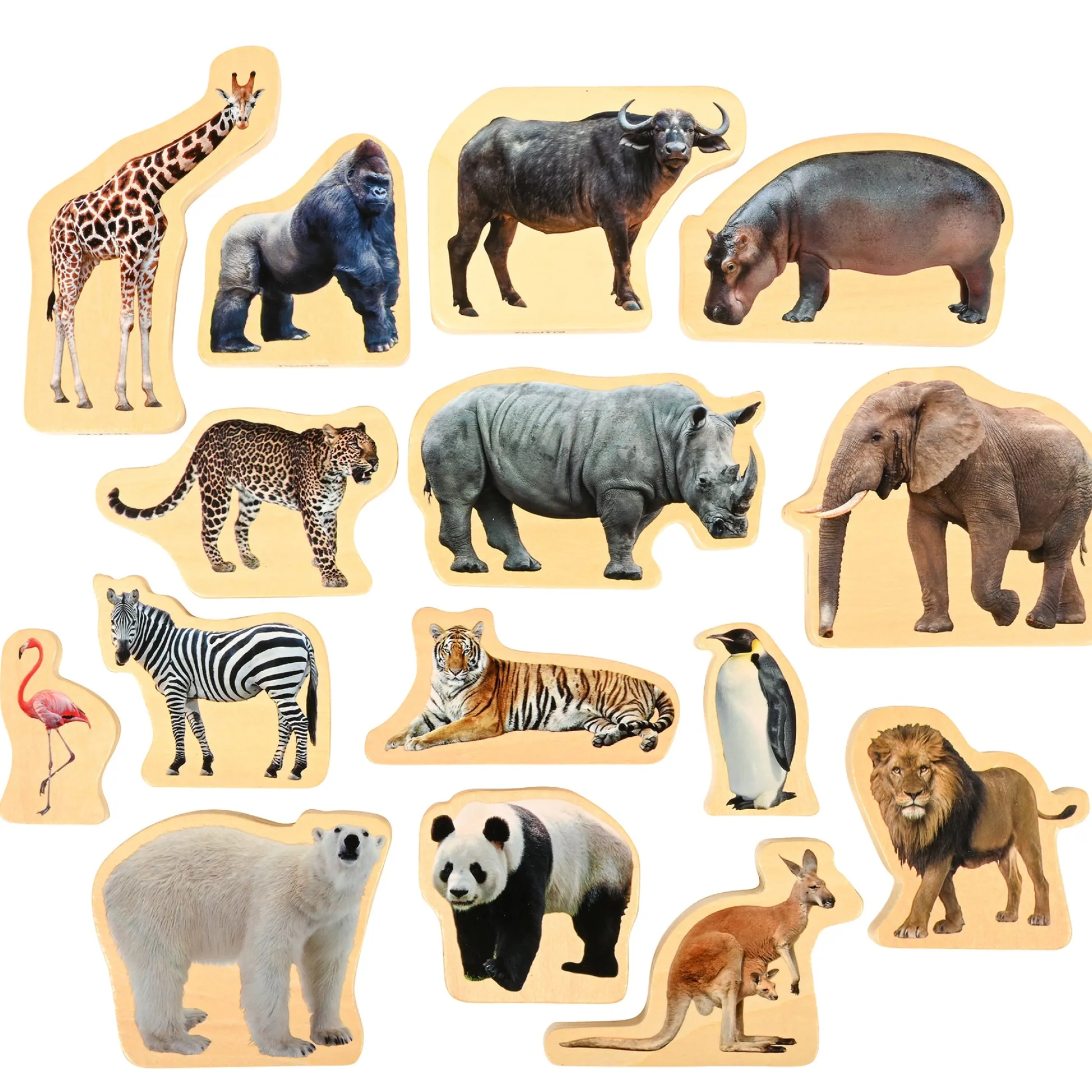 Educators Resource TickiT Wooden Wild Animal Blocks - Imaginative Play Set of 15* Preschool Building Sets & Blocks|Preschool Education Toys & Activities