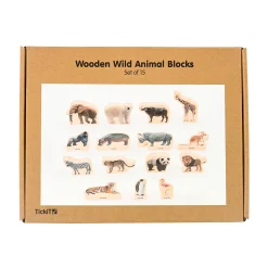 Educators Resource TickiT Wooden Wild Animal Blocks - Imaginative Play Set of 15* Preschool Building Sets & Blocks|Preschool Education Toys & Activities