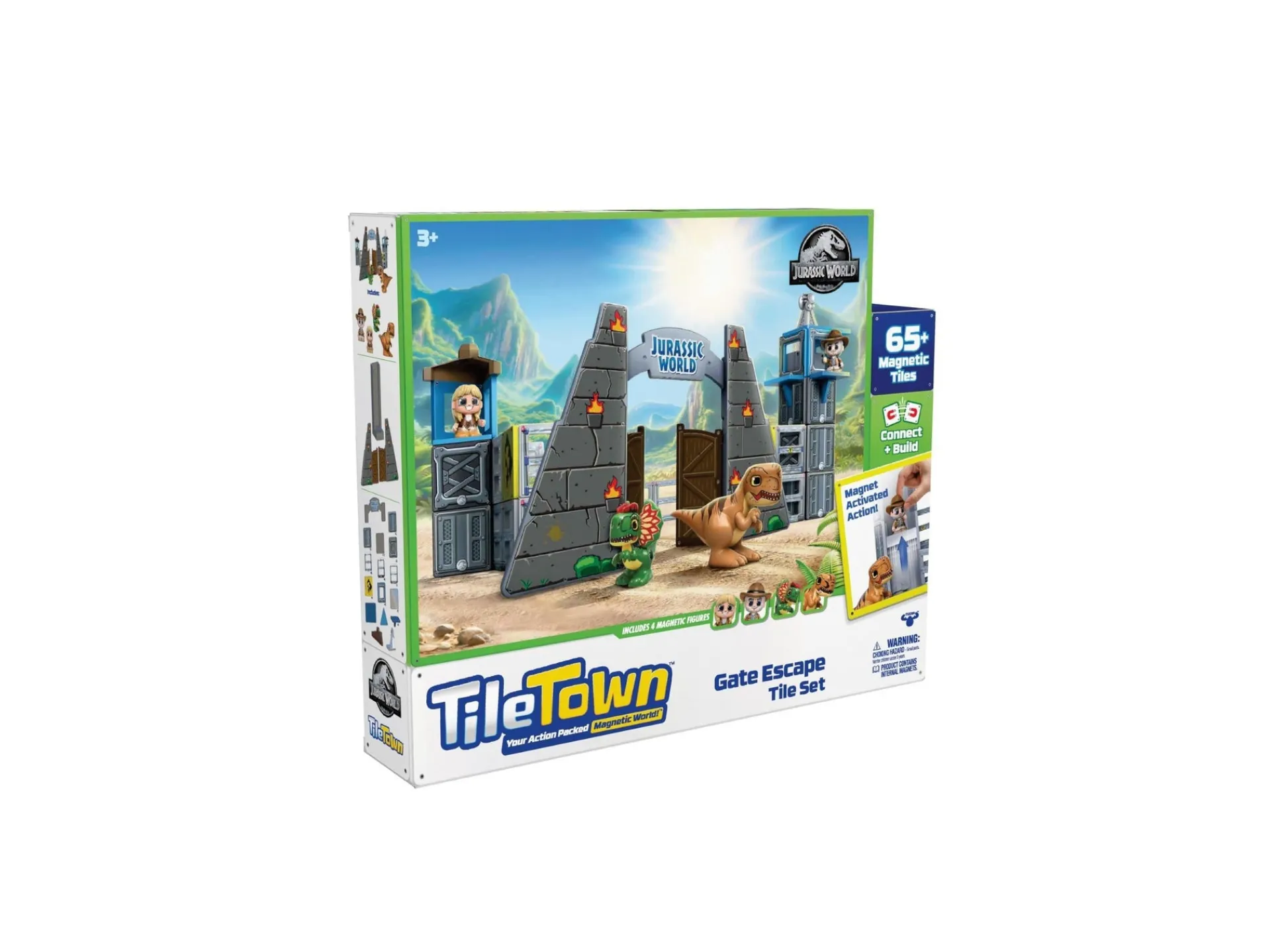 Macy's - Supplier Tile Town Jurassic World Dino Escape Magnetic Tiles Playset, 69 Piece* Lego Jurassic World|Magnetic Tiles & Building Sets